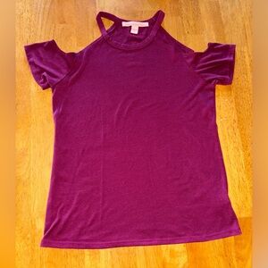 Women's Burgundy Cold Shoulder Top